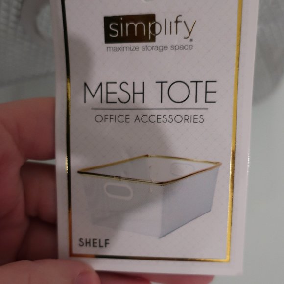 New Simplify Mesh Storage Bin w Gold Rim - 4 pack - Picture 4 of 4